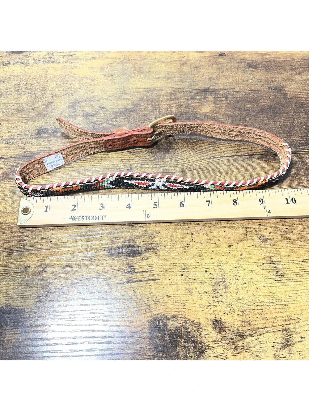 Southwest Style Beaded Leather Dog Collar Large